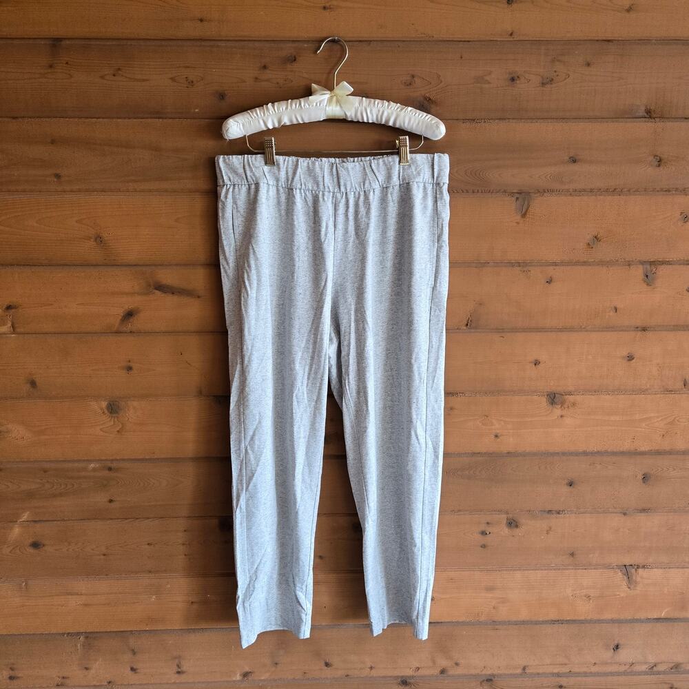 Eileen Fisher Pant Organic Cotton Heather Gray Pull On Med Straight Leg Bottom